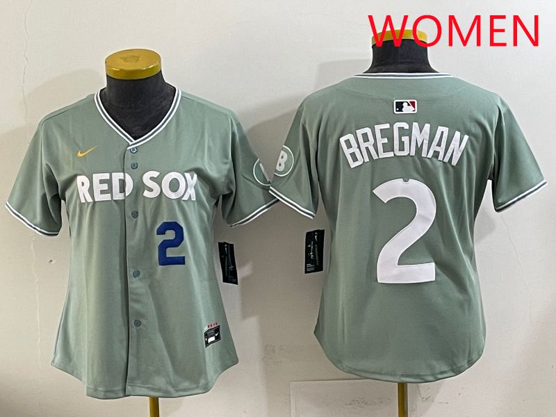 Women 2025 Boston Red Sox #2 Bregman Green Joint Name Nike MLB Jersey style 3->women mlb jersey->Women Jersey